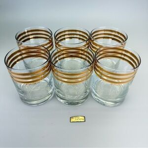 Vintage Mid Century Culver 22kt 
Gold Banded Glasses